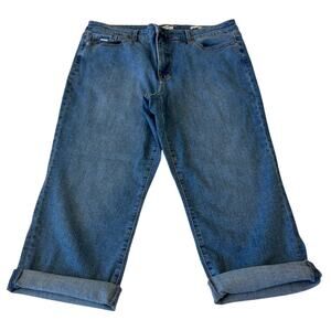 Nine West Chryste Capri Jeans Women's Mid Rise Blue Denim Stretch Size 14